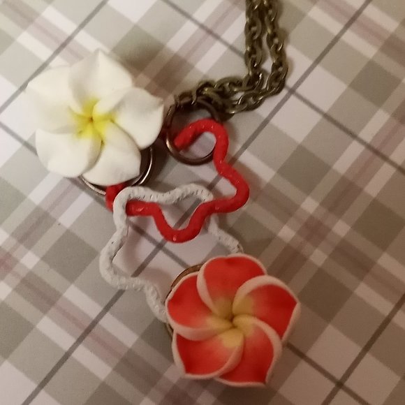 Home made/handmade Metal Dangle Stud Earrings with Acrylic Flowers #39 - Picture 5 of 15